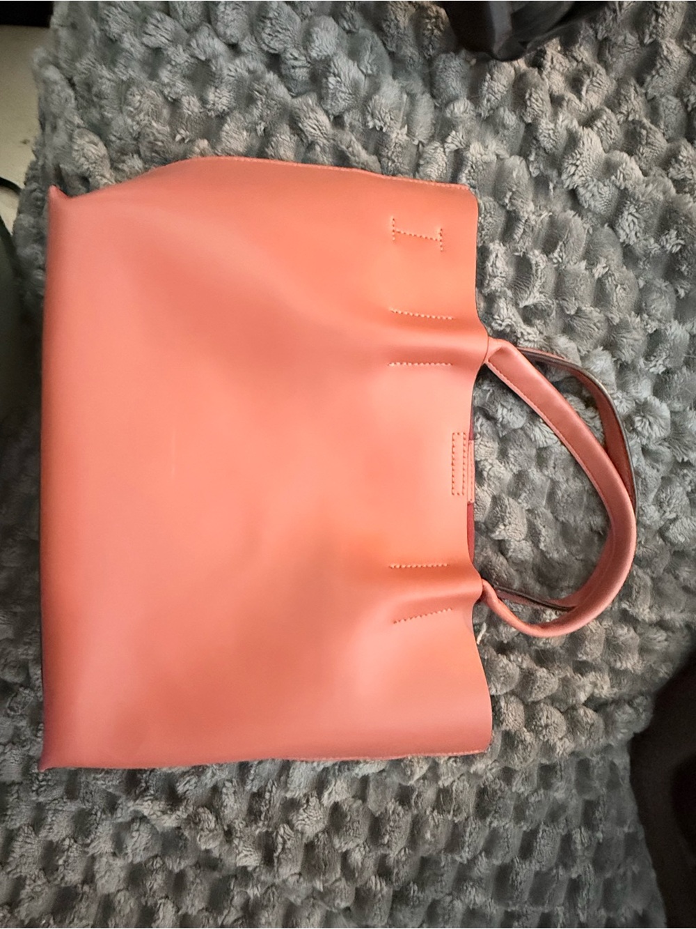 Coral Pink Smooth Tote Bag - Brand Unknown